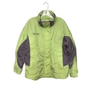 Columbia Calais Peak Interchange Jacket Green & Gray High Collar Women's Large‎